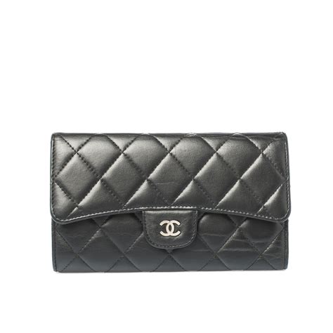 chanel made in paris black leather wallet|chanel wallet price.